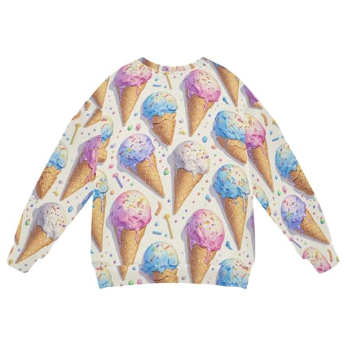 JUNZAN Cute Ice Cream Pattern Little Boys Sweatshirt Hoodie Crewneck Fall Tops Shirts Party 4T2