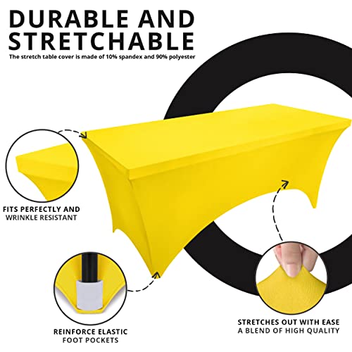 Image of Utopia Kitchen Spandex Tablecloth 2 Pack [6FT, Yellow] Tight, Fitted, Washable and Wrinkle Resistant Stretch Table Cloth Rectangle Cover for Trade Show, Weddings & Parties [72Lx30Wx30H Inch]