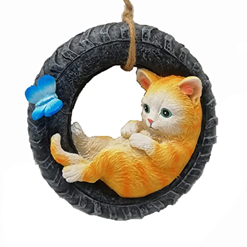 Etlemonde Cat Statue Decor Craft Resin Sculpture Garden Swing Outdoor Ornaments For Patio Indoor Decor Ornament Gift(Tire Cat ) #TOP28