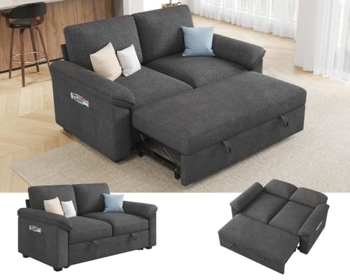 AMERLIFE 56" Grey Chenille Sofa Bed
