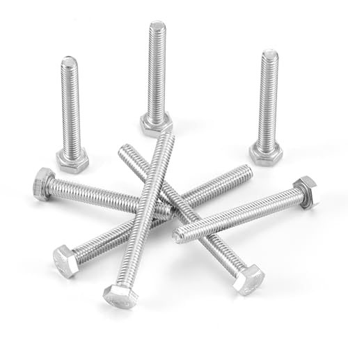 Image of M4 x 30mm 35mm 40mm 45mm 50mm Heavy Duty Hexagon Bolts Hex Head Screws, 304 Stainless Steel, Metric Machine Fully Threaded, Bright Finish, Assortment Kit 50PCS