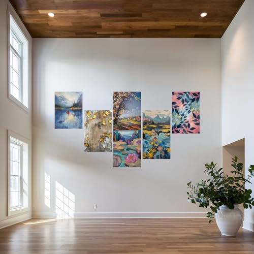 Image of SiddArtify Modern Landscape & Floral Art Print Set - 300GSM Board - 12x18 Inch - Pack of 6 Wall Room Decoration art Poster Prints