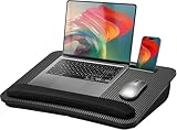 HUANUO Lap Laptop Desk - Portable Lap Desk with Pillow Cushion, Fits up to 15.6 inch Laptop, with Anti-Slip Strip & Storage Function for Home Office Students Use as Computer Laptop Stand - Black