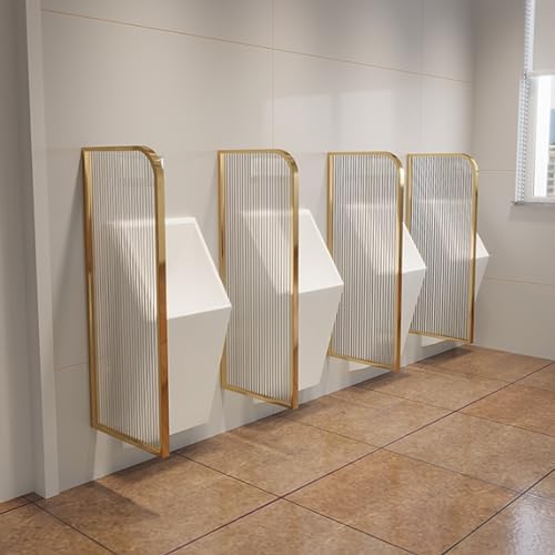 Durable Stainless Steel Bathroom Partition Walls with Tempered Glass Urinal Dividers Wall Mounted Privacy Panels in Black Set of 4 Stylish & Functional Restroom Solutions