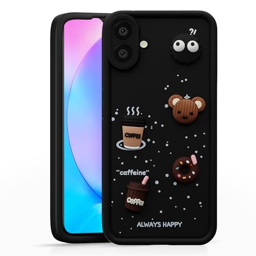 Image of Bintage CASE Cute Fun Taddy| 3D Ball Bear| Donut| Coffee Rubber Case Full Body & Camera Protection Back Cover Compatible for Samsung Galaxy F70e 5G - Black