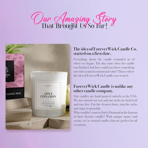 Apple Cinnamon Surprise Candle with Diamond Inside | Foreverwick Candles | Scented Soy Candles Gifts for Women Aromatherapy Candle Wax | Romance Candles All-Natural Organic Soy Candle 14oz | 70h by ForeverWick Candle - Used condition - Image 9