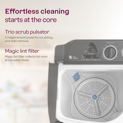 Image of Godrej 7.5 Kg 5 Star, Trio Scrub Pulsator for Powerful scrub and Stain Removal, Toughened Glass Translucent Lid, Semi Automatic Top Load Washing Machine (WS EDGE CLS 75 5.0 PN2 GPGR, Graphite Grey)