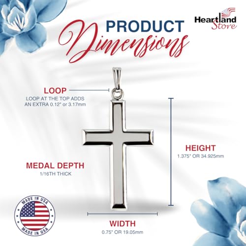 Heartland Store Sterling Silver Men's Cross Necklace - Made in USA, High Polish Pendant for Daily Wear and Meaningful Religious Present for Holidays and Special Occasions with Various Chain Sizes4