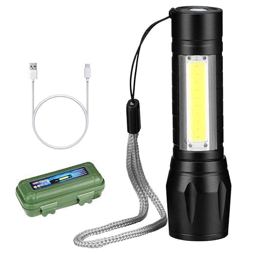 Sellzie 2 in 1 Led Mini Rechargeable Flashlight | Zoom LED with COB Light | Ultra Bright Handheld Torch with Side Lantern | Waterproof Telescopic Portable Torch with 3 Modes & Pen Clip-picture-21