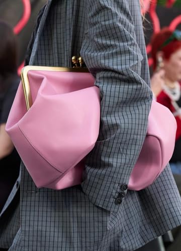 Image of Slouchy Kiss Lock Crossbody Bags Women Crescent KissLock Cross Body Hobo Shoulder Purses Kiss Clasp Hobo Handbags Wallet