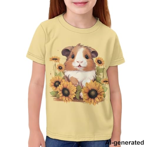 Image of Novelty 3D Graphic T Shirts for Kids Crew Neck Funny Animal Print Short Sleeve Girls Tshirts 3-16 Years