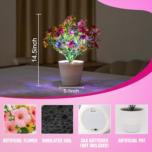 Image of Artificial Multicolor Flower Lamp Night Light for Bedroom Shop Wedding Home Decor Gifts for Women Mom Daughter Grandma Girlfriend Coworker Friend Birthday Christmas Valentines Mothers Day