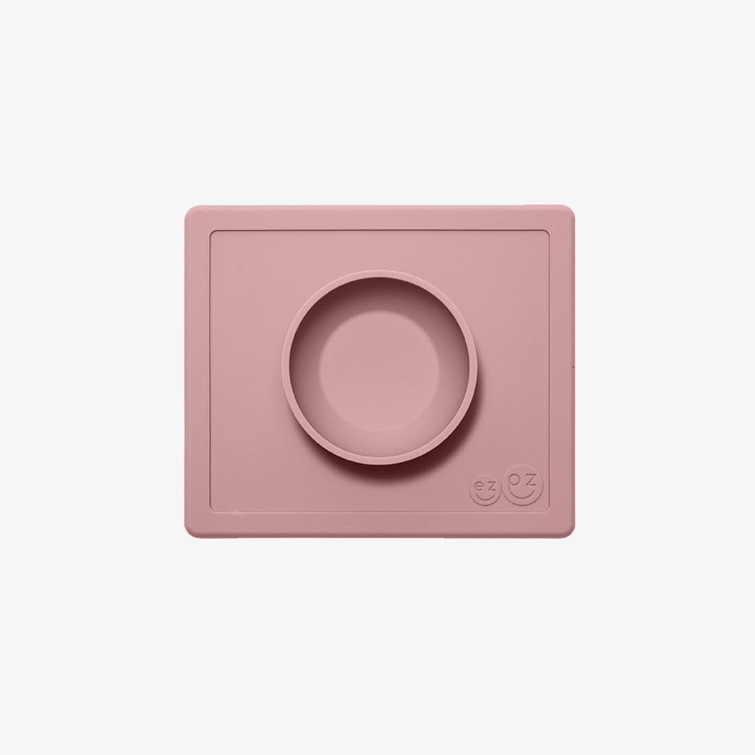 ezpz Happy Bowl - 100% Food Grade Silicone Suction Bowl with Built-in Placemat for Toddlers + Preschoolers Promotes Baby Self-Feeding, Non-Slip, BPA Toxic Free, Microwave Safe - 24months+ (Blush)