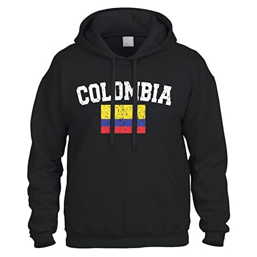 Cybertela Faded Distressed Colombian Colombia Flag Sweatshirt Hoodie Hoody (Black, Large)