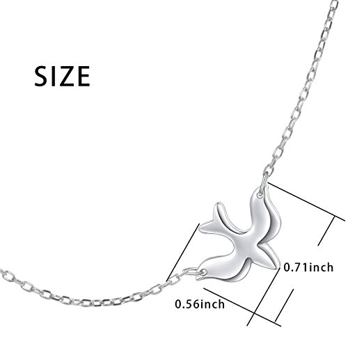 DAOCHONG S925 Sterling Silver Jewelry Doves Birds Faith Hope Love Choker Necklace 14+4"4