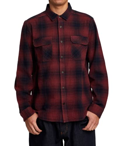 Flanelle Vesuvio RVCA homme rouge sang de bœuf en taille L pour un style décontracté