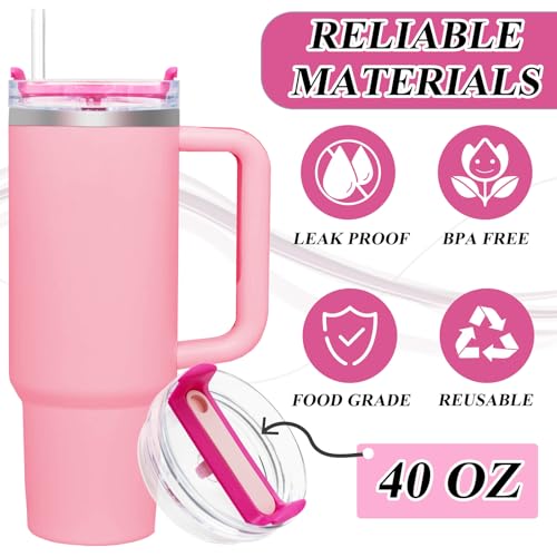 Couvercle pour Stanley 1200 ml idéal au bureau ou sport avec paille rose