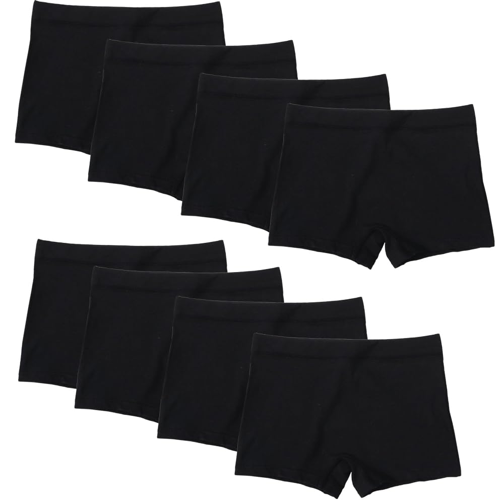 Teen Girls Knickers Cotton Soft Boyshorts Kids Underwear 8 Pack Safety Panties for Dress Age 4-14