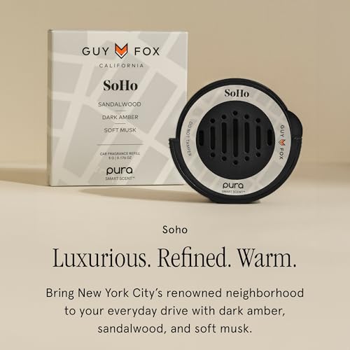 Image of Pura & GUY FOX Car Scent Refill - Fragrance for Pura Car Diffuser - Clean & Safe Luxury Diffuser Scent - Long-Lasting Fragrance for 30 Days of Aroma - Must-Have - Soho