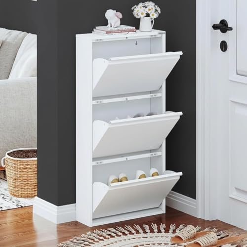 VEEHAUS Schuhregal Metall Schuhschrank Hoch Schuhkipper mit Magnetische...