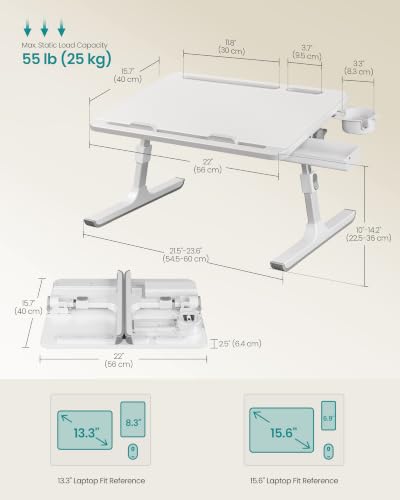 Image of SONGMICS Bed Laptop Desk, Foldable, Adjustable Height, 15.7 x 22 Inches