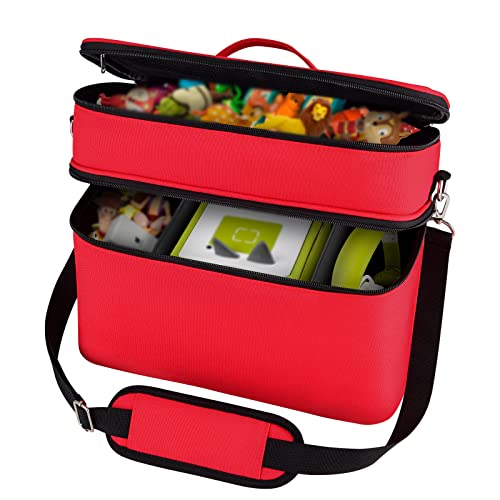 Image of DDgro Tonies Figures Storage Bag for Toniebox Starter Set, Home and Outdoor Carrying Case Organizer for Figurine Characters, Audio Player Box, Charger & Headphone, Bag Only (Large, Red)