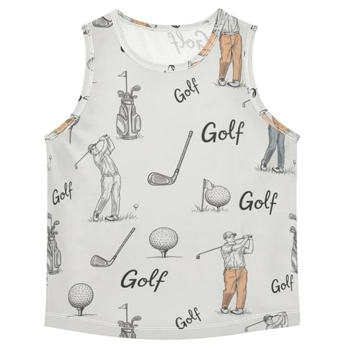 J JOYSAY Cartoon Golf Swing Boys Tank Top Sleeveless Muscle Shirts Quick Dry Sport Workout Active Kids T-Shirts 3-15T