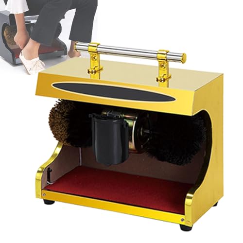 Cireuse à chaussures à induction automatique, nettoyeur électrique avec double brosse combinée, kit de nettoyage de chaussures en cuir portable avec dépoussiérage et polissage, pour maison,Yellow