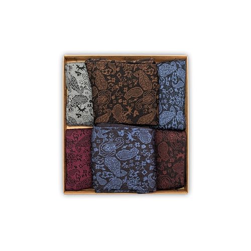 RAFRAY Bamboo Viscose Dress Socks Paisley, Men's Premium Lightweight Thin Crew Socks With Gift Box, 6 Pairs, Size 7-11.53