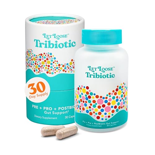Let Loose Daily Tribiotic Pills - Probiotics Prebiotics and Postbiotics to Feed Your Microbiome and Support Smooth Daily Digestion Gut Health Gut Lining Repair for Women and Men 30 Capsules