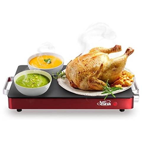 Artestia Electric warming plate with Adjustable Temperature Control, Perfect For Buffets, Restaurants, Parties, Events, and Home Dinners, Glass Top Large 15.5” x 12” Surface Keeps Food Hot Cover