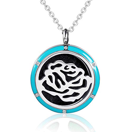 Preisvergleich Produktbild Aromatherapie-Anhänger Mode Edelstahl Diffusor Anhänger Aromatherapie Ätherisches Öl Diffusor Halskette Kristall Emaille Parfüm Schmuck