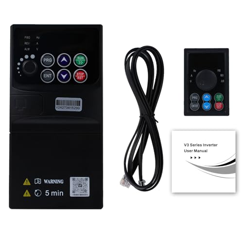 DEWIN Variador de Frecuencia CNC,0.75kW 220V Entrada Monofásica Salida Trifásica,Variador de Frecuencia VFD Inversor Convertidor de Frecuencia(con Cable de extensión de 1,5m)