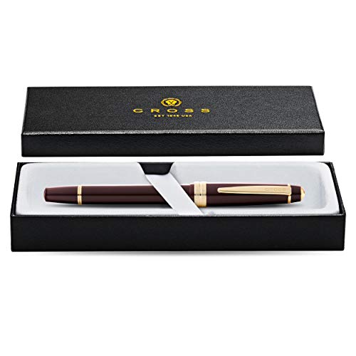 Cross Bailey Light Polished Burgundy Resin And Gold Tone Extra Fine Nib Fountain Pen #TOP7