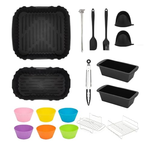 Juego de Accesorios para Freidoras de Aire, Moldes de Silicona Doble Cesta, Parrillas para Hornear, Brocha de Aceite, Piezas para Cocina, Suministros para Cocinar miniatura 1