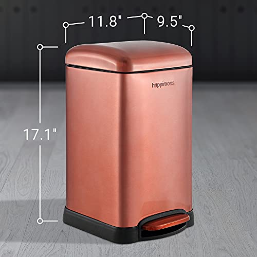 Image of happimess Betty Retro Mini 3.2 Gal Step Trash Can, Rose Gold