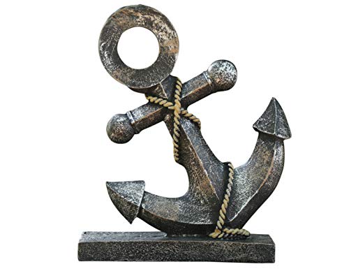 Rmdusk Resin Anchor Figurine 8.5" H, Nautical Décor, Anchor Model Statue Ornament for Home Garden Bar, Indoor Outdoor Tabletop Decoration B
