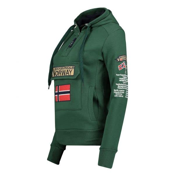 Geographical Norway da Uomo Felpa con Cappuccio Mezza Zip con Cappuccio e Marsupio Felpa con Cappuccio a Maniche Lunghe per Il Tempo Libero Casual Produzione BANS