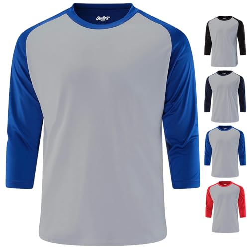 Chemise athlétique Rawlings haut de gamme avec manches 3/4 de baseball pour athlètes