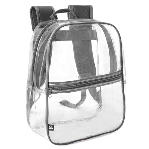 Trail maker Kids Mini Clear Backpack for Preschool, Elementary Girls or Stadium Approved Small Clear Concert Bag for Work (Gray)