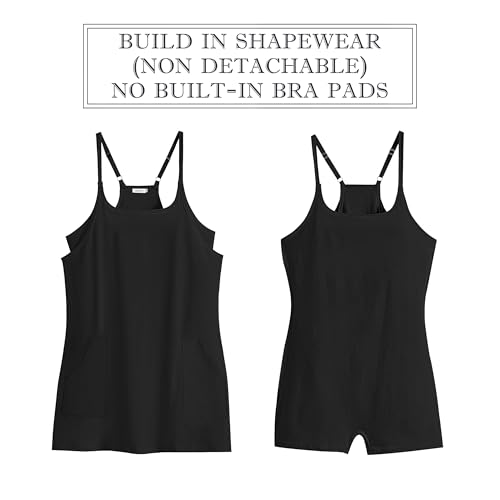 ANRABESS Women Athletic Tennis Dress 2026 Summer Square Neck Active Romper Built in Shorts Casual Athleisure Mini Dresses Black Small