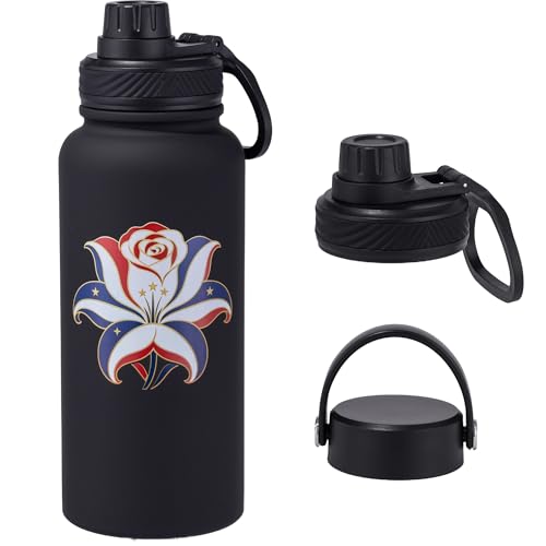 Aiivow Black Insulated 32 oz Metal Leakproof Water Bottle