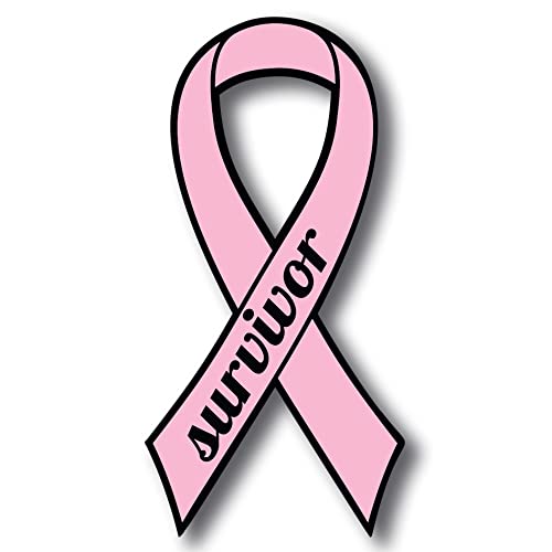 Image of Magnet Me Up: Breast Cancer Survivor Pink Ribbon Magnet Decal - 3.5x7 Inches, Heavy-Duty Automotive Magnet for Car, Truck, SUV - Show Support and Raise Awareness with This Meaningful Auto Magnet