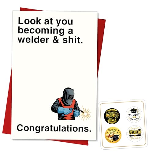 Podagree Funny Welding Graduation Greeting Card, Gift for Graduate, Husband, Wife,...