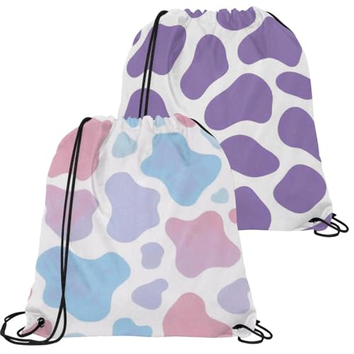 Sac à dos avec cordon de serrage motif vache multicolore taille unique adulte