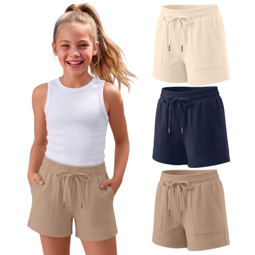 Xaatren - Xaatren 3 Pack Girls Athletic Sweat Shorts - Lightweight Summer Running Shorts for Teens with Pockets (13-14 Years) - Best Deal on Amazon