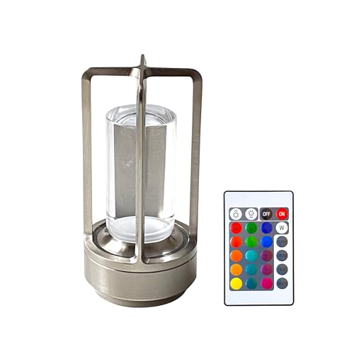 『LYSA』 リモコン付き クリア テーブルランプ シルバー 15色の配色切り替え機能 タッチセンサー 5200mAh大容量バッテリー