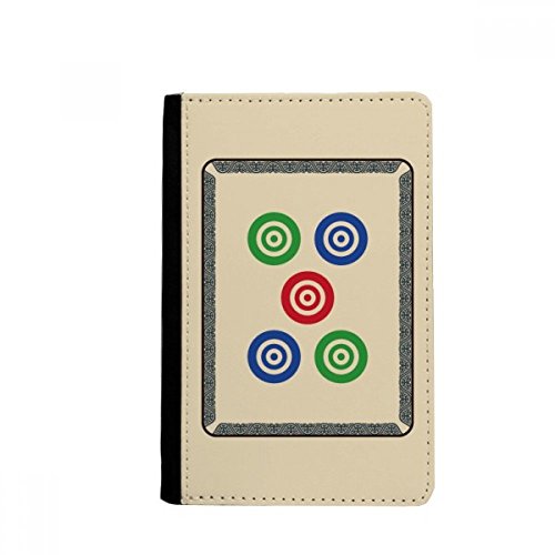 Mahjong Circle Dots 5 Tile Pattern Passport Holder Notecase Burse Wallet Cover Card Purse
