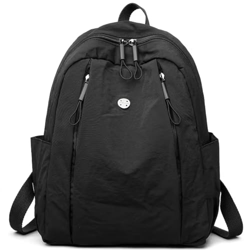 maytopia Nylon Backpack for Women Men, Waterproof Travel Backpack Purse Casual Daypack, Gym School Backpack for Daily Cycling (Black)