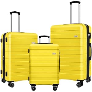 Zebra Light Weight Hardside Expandable Luggage Spinner Wheels Suitcase W/TSA Lock, Yellow, 3 Piece Set